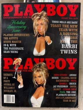 Playboy Magazine January 1993 Holiday Anniversary Issue Barbi Twins